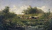 Gerard Bilders Cows at a pond oil on canvas